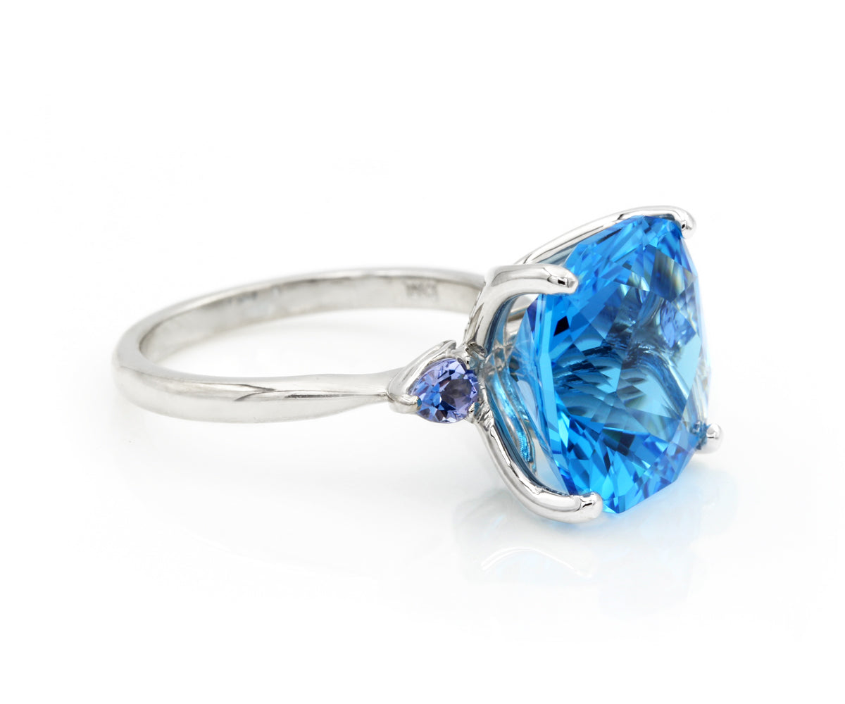 Yotreasure | Moonstone London Blue Topaz Solid 925 Sterling Silver Designer Bypass Ring Jewelry 7