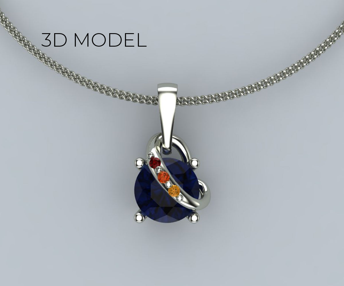 Natural Sapphire & Natural Diamond Pendant (22 in)